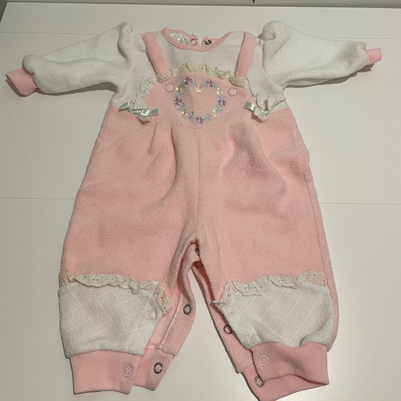 Childwise Other - Vintage 80s 90s Childwise Brand Pink One Piece Baby Outfit 3-6 Months Floral